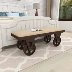 Industrial Wood Bench Brown - Olivia & May -Olivia & May GUEST e7898986 de51 4510 9add 920b6669c580