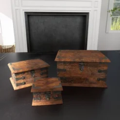 Set Of 3 Farmhouse Reclaimed Wood Boxes - Olivia & May -Olivia & May GUEST e7bced27 7144 4860 9a45 fd78c6bf4e3c