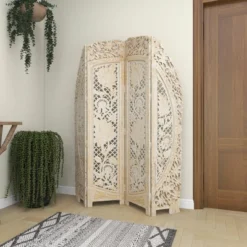Eclectic Wood Room Divider Screen White - Olivia & May -Olivia & May GUEST e7bfb71c bf8e 47b6 9fdc 6332cec4cc2d