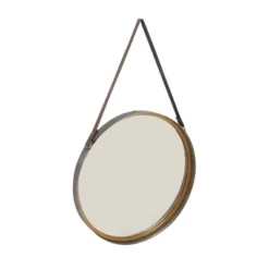 Metal Wall Mirror With Leather Strap Gold - Olivia & May -Olivia & May GUEST e800d8f9 41bb 40bf 9f0b 1abe7c55eea6