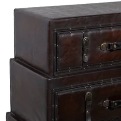 Traditional Faux Leather And Wood Chest Brown - Olivia & May -Olivia & May GUEST e86af245 0bbd 43a0 a17f e5e751420bb4