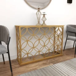 Rectangular Traditional Modern Metal Console Table Gold - Olivia & May -Olivia & May GUEST e884a52a 931a 40db be66 d37497e39650