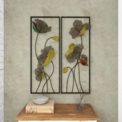 Metal Floral Wall Decor With Black Frame Set Of 2 Black - Olivia & May -Olivia & May GUEST e8e806a1 9a3a 4dd2 b58b a06cc83bbb4c