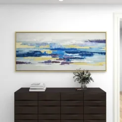 Modern Polystone Abstract Framed Wall Art With Gold Frame Blue - Olivia & May -Olivia & May GUEST e8fff3d0 8ce9 4dbf 8941 73dcb6d9752e