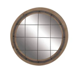 Wood Wall Mirror With Grid Blue - Olivia & May -Olivia & May GUEST e9067b52 9a1f 40c6 ab88 f88ff4423528