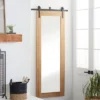 Wood Wall Mirror With Metal Hanging Rod Brown - Olivia & May -Olivia & May GUEST e94909da 6248 49ef b09c a353e7682e46