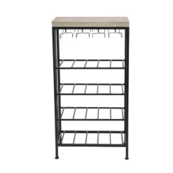 Industrial Metal Rectangle Wine Rack Black - Olivia & May -Olivia & May GUEST e9609636 82c1 4542 a321 ecdf4a9f926c