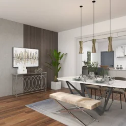 Metal And Mirror Trellis Design Front And Sides Console Table Silver - Olivia & May -Olivia & May GUEST e9d514f9 69bb 4b6d a3cc bcff3e8d48ed