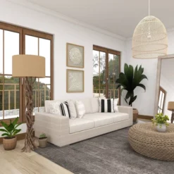 Rustic Floor Lamp Beige - Olivia & May -Olivia & May GUEST e9e330c8 bfdc 478a a1a9 1fc10b4114d8