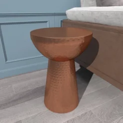 Metal Pedestal Stool Flat Top Copper - Olivia & May -Olivia & May GUEST ea0429a1 bdd1 4c2c aacb 17e6a5156446