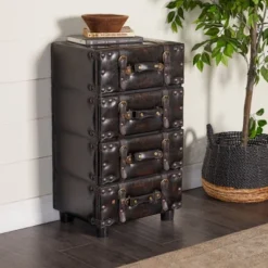 Wood Stacked Side Chest Dark Java - Olivia & May -Olivia & May GUEST eb328e0a ac0f 415e a2ae 2b39cf163081