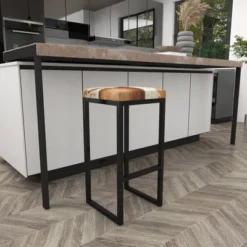 Industrial Cowhide And Metal Bar Height Stool Brown - Olivia & May -Olivia & May GUEST eb91f34f 8df8 4430 a2e1 3614d1864bd2