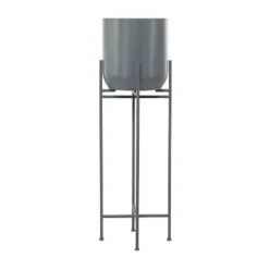 Olivia & May Modern Metal Planter Pot Gray -Olivia & May GUEST ebe72b1c 5f11 4dd7 9d35 7d7bad7e5801