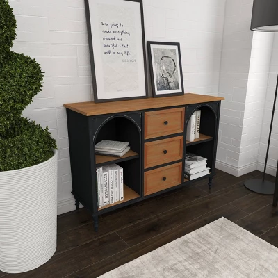 Farmhouse Wood And Metal Cabinet Black - Olivia & May 11 Farmhouse Wood And Metal Cabinet Black - Olivia & May - Image 9