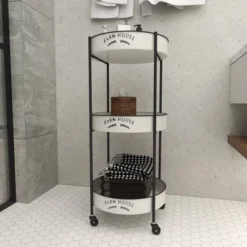 34 X 16 Farmhouse Metal Storage Cart White - Olivia & May -Olivia & May GUEST eccba4be 14dd 49b9 b9e8 b9e0f81609b6