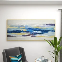 Modern Polystone Abstract Framed Wall Art With Gold Frame Blue - Olivia & May -Olivia & May GUEST ed267917 09a2 4be8 ab98 8021f0210f96