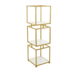Glam Metal Marble Square Shelving Unit 3 Tier Gold - Olivia & May -Olivia & May GUEST ed63ae70 bd0a 4ff7 bbbf 379195a50f7c