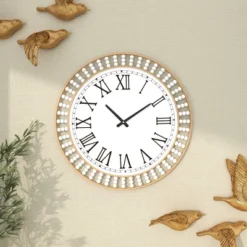 24"x24" Metal Wall Clock With Silent Mechanism, Roman Numerals - Olivia & May -Olivia & May GUEST ed9de382 b5d9 4592 b9f2 249de49805bb