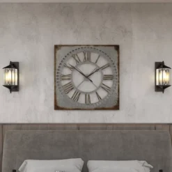 Metal Wall Clock With Distressing Gray - Olivia & May -Olivia & May GUEST edf01bf9 c441 4f49 a17f 6e921f9870ac
