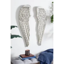 Wood Bird Carved Wings Wall Decor Set Of 2 White - Olivia & May -Olivia & May GUEST ee3b90c4 62b8 454c b754 53245532b607