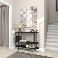 Glam Wood Geometric Wall Mirror Silver - Olivia & May -Olivia & May GUEST ee4242f0 d32a 4721 af0b fce16e591fe4