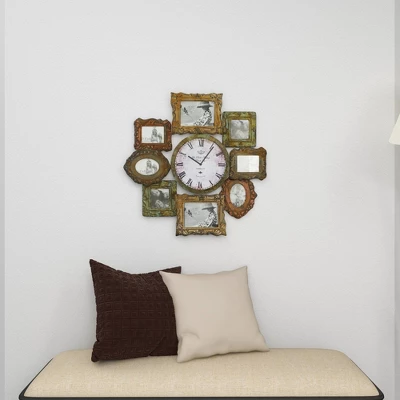 Metal 8 Photo Openings Wall Clock Green - Olivia & May 15 Metal 8 Photo Openings Wall Clock Green - Olivia & May - Image 13