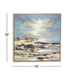 Canvas Geode Landscape Framed Wall Art With Gold Frame Blue - Olivia & May -Olivia & May GUEST ee961892 f8b7 439c a321 0e08742dd499
