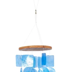 6" Glass Coastal Abstract Windchime Blue/Natural - Olivia & May -Olivia & May GUEST ee9dde19 64f4 498c b840 abda3c71550d