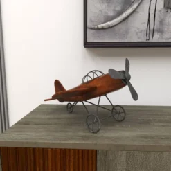 Vintage Reflections Rustic Wood And Iron Vintage-Style Model Plane (16") Olivia & May -Olivia & May GUEST eedfe700 30b1 4303 86e5 6d7b13fdf9e9