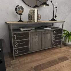 Industrial Wood Buffet Gray - Olivia & May -Olivia & May GUEST efd34ade 536c 4d6c 87b4 d556b818b39c