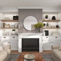 Contemporary Wood Round Wall Mirror - Olivia & May -Olivia & May GUEST f0252e62 8d0c 4637 ba69 96a8c7ed9624