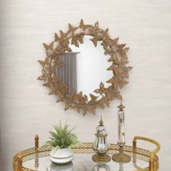 Metal Butterfly Round 3D Wall Mirror Gold - Olivia & May -Olivia & May GUEST f042fcd3 fb2a 43f6 8b37 545d89cd5826