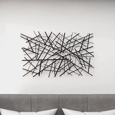 Metal Geometric Overlapping Lines Wall Decor Dark Gray - Olivia & May 9 Metal Geometric Overlapping Lines Wall Decor Dark Gray - Olivia & May - Image 7
