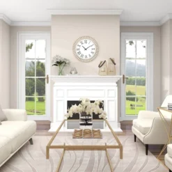 24"x24" Metal Wall Clock With Silent Mechanism, Roman Numerals - Olivia & May -Olivia & May GUEST f09f6345 9479 4de2 80ef 489c2781112e