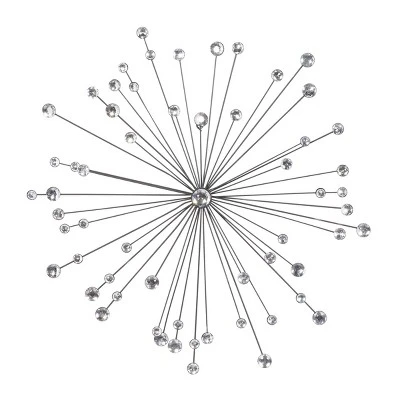 Metal Starburst Wall Decor With Crystal Embellishments Silver - Olivia & May 3 Metal Starburst Wall Decor With Crystal Embellishments Silver - Olivia & May