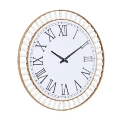 24"x24" Metal Wall Clock With Silent Mechanism, Roman Numerals - Olivia & May -Olivia & May GUEST f110b9c8 37d3 4e42 8935 17a125f3f56d