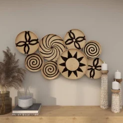 Metal Plate Wall Decor With Black Patterns Brown - Olivia & May -Olivia & May GUEST f13e3891 0488 47cb 8f69 0c4479df9fea