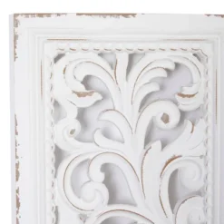 Set Of 2 Wood Floral Intricately Carved Scroll Wall Decors White - Olivia & May -Olivia & May GUEST f1737d35 7773 48c9 ab81 5b75dc2d07a5