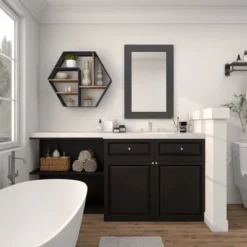 Industrial Wood Wall Shelf Black - Olivia & May -Olivia & May GUEST f178abfd 7103 4a2e 8264 b1a05a5ea1ad