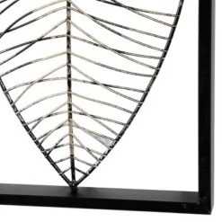 Metal Leaf Wall Decor With Black Frame Black - Olivia & May