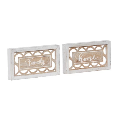 Farmhouse Wood Carved Sign Wall Decor Set Of 2 White - Olivia & May 6 Farmhouse Wood Carved Sign Wall Decor Set Of 2 White - Olivia & May - Image 4
