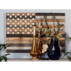 Wood American Flag Handmade Wall Decor Dark Brown - Olivia & May -Olivia & May GUEST f24ff249 bc61 4b66 9475 468242bb6393
