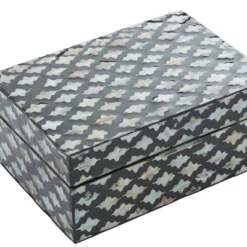 Set Of 2 Wooden Boxes With Pattern - Olivia & May -Olivia & May GUEST f276427e 939a 4a3a 9fd4 0c1df7cd509e