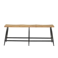 Industrial Metal And Wood Bench Brown - Olivia & May -Olivia & May GUEST f2851f98 b113 4e02 b93b b3a8aeba7c96