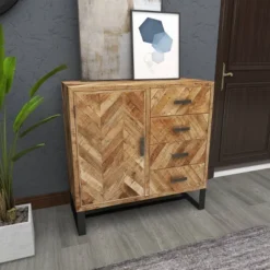 Contemporary Zigzag Pattern Mango Wood Cabinet Brown - Olivia & May 25 Contemporary Zigzag Pattern Mango Wood Cabinet Brown - Olivia & May -Olivia & May GUEST f3087250 db70 476d b10a bea03a9a28c3