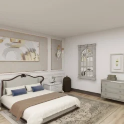 Wood Window Panes Inspired Wall Mirror With Arched Top And Distressing Cream - Olivia & May -Olivia & May GUEST f3102c38 7572 474e 8df4 3f754e82830b