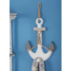 Wooden Anchor Wall Decor With Hanging Rope White - Olivia & May -Olivia & May GUEST f32d24f7 a367 4897 a655 f874badb58f6