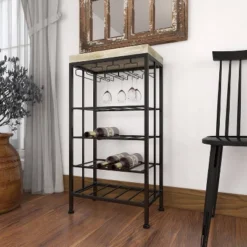Industrial Metal Rectangle Wine Rack Black - Olivia & May -Olivia & May GUEST f3307fdb eafc 4604 aa96 c0a5cd6c9b72