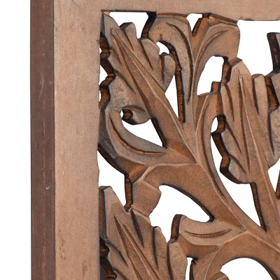 Wood Floral Handmade Intricately Carved Wall Decor - Olivia & May 9 Wood Floral Handmade Intricately Carved Wall Decor - Olivia & May - Image 7