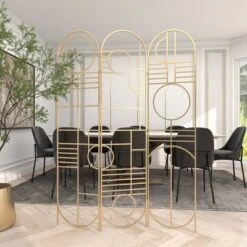 Modern Metal Room Divider Screen Gold - Olivia & May -Olivia & May GUEST f3c8cf13 b00b 49c8 b9e2 4be0f1f2e032